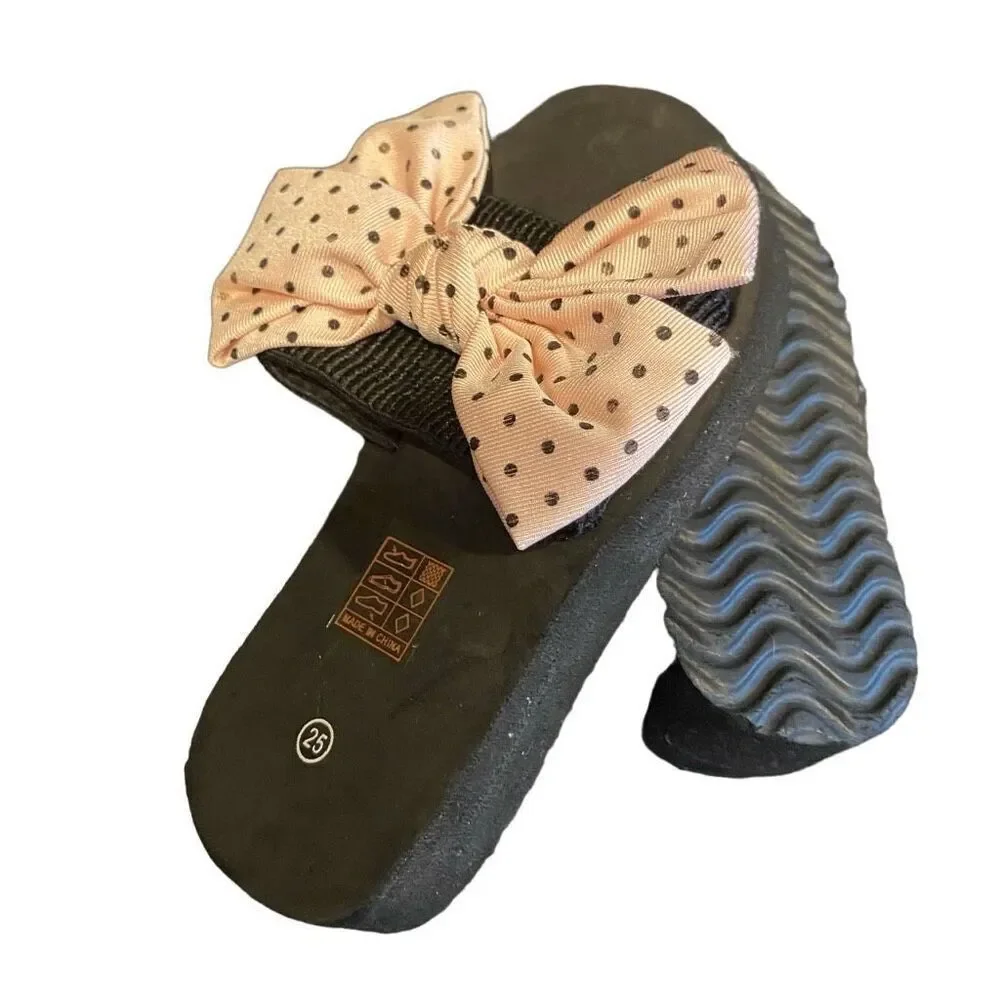 Flip Flop pink Polka Dot Bow Sandals Size 9